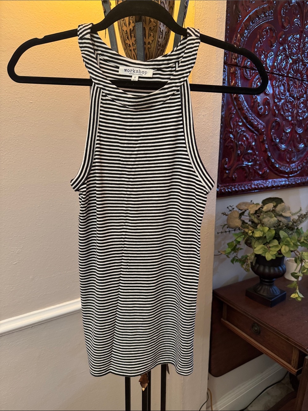 Workshop Republic Clothing Black and White Striped Tank Top
